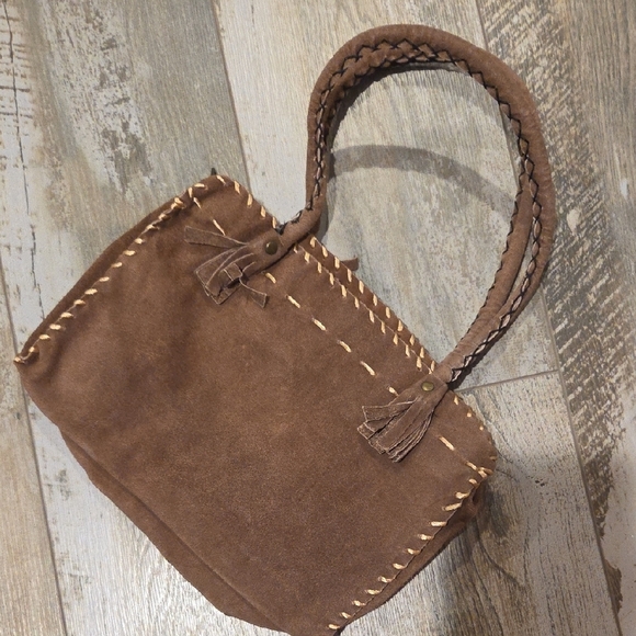 Vintage Brown Suede Shoulder Bag - Picture 6 of 7